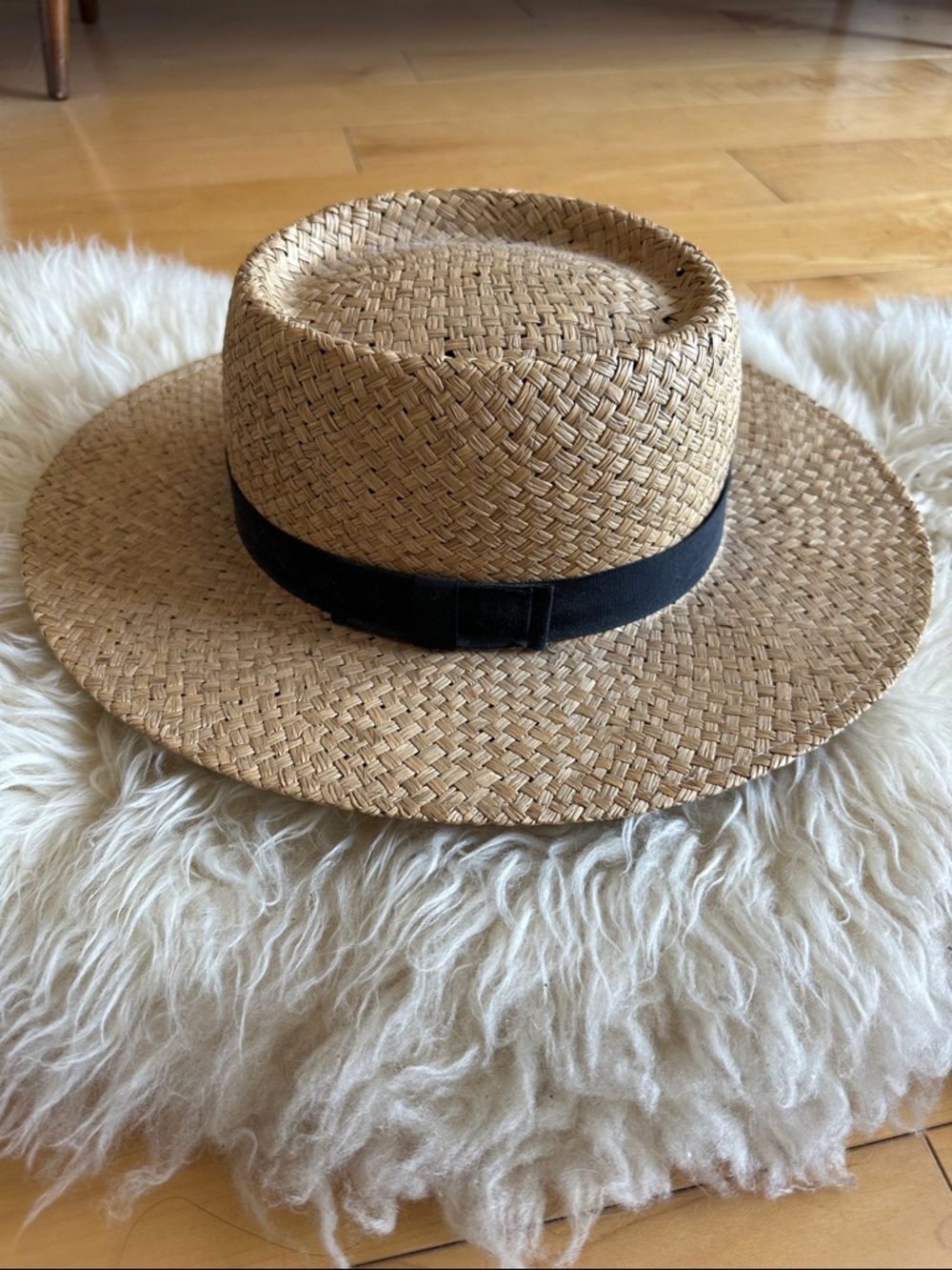 Steven Alan Natural Straw Boater Hat with Black Band